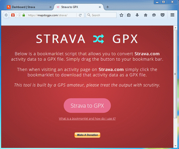 How to install the Strava to GPX bookmarklet