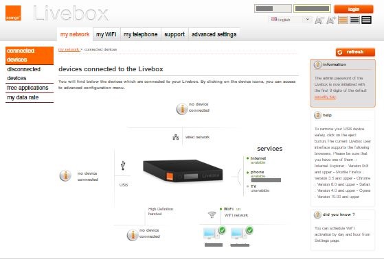 The Livebox 3 Admin Web Console