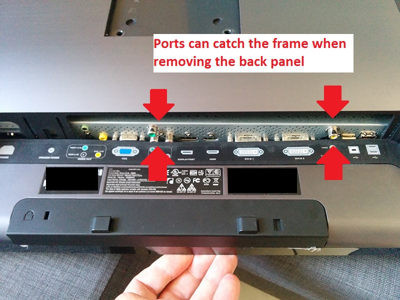 Ports can catch the frame when removing back panel