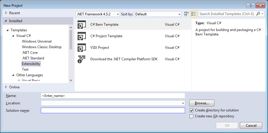 Visual Studio Item Templates, Custom Wizards and VSIX installers