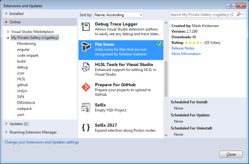 VSIX Extension Gallery for Visual Studio