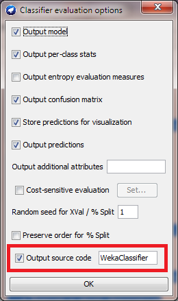 Classify tab > More Options (in Test Options)